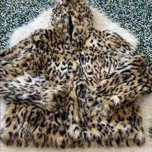 Faux fur hooded jacket - fits like XS/0/2